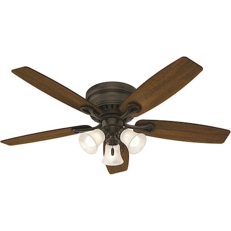 Hunter Oakhurst 52 in. LED Indoor Low Profile New Bronze Ceiling Fan with Light Kit 52016